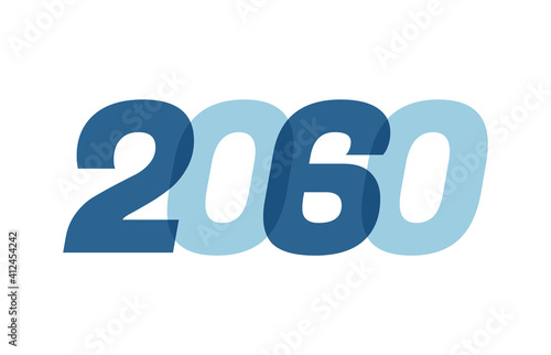 Happy New Year 2060 Text Design. 2060 Number logo design for Brochure design template, card, banner Isolated on white background. Vector illustration