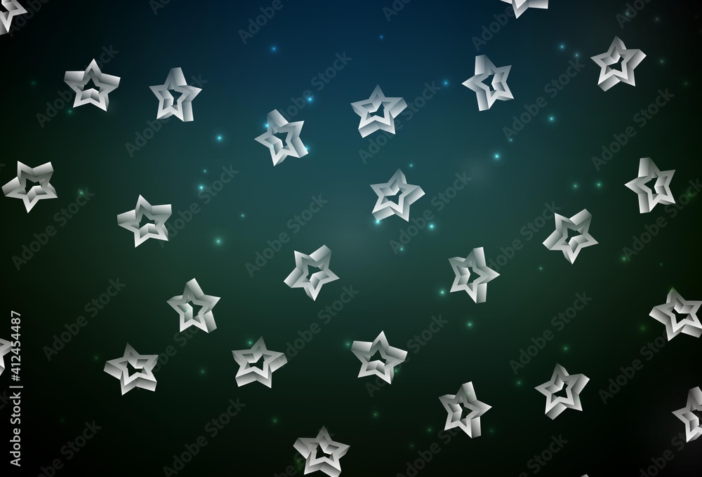 Dark Green vector template with sky stars. Dark Green vector template with sky stars.