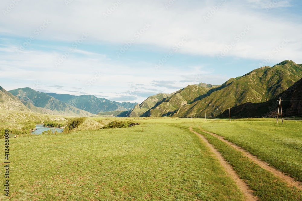 Fototapeta premium Country road in the Altay mountains