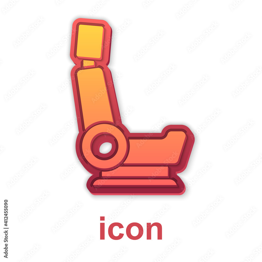 Gold Car seat icon isolated on white background. Car armchair. Vector. Gold Car seat icon isolated on white background. Car armchair. Vector.