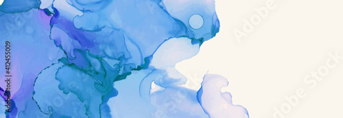Alcohol ink vector texture banner. Fluid ink abstract background.