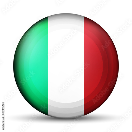 Free Download Glass light ball with flag of Italy. Round sphere, template icon. Italian national symbol. Glossy realistic ball, 3D abstract vector illustration highlighted on a white background. Big bubble. - GFXLoad