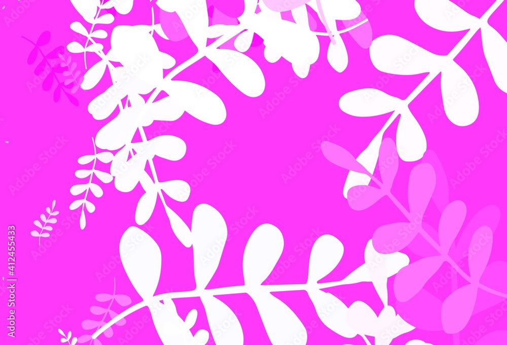Light Pink vector doodle background with leaves. Light Pink vector doodle background with leaves.
