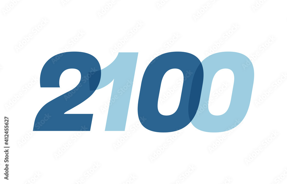 Happy New Year 2100 Text Design. 2100 Number logo design for Brochure design template, card, banner Isolated on white background. Vector illustration Happy New Year 2100 Text Design. 2100 Number logo design for Brochure design template, card, banner Isolated on white background. Vector illustration