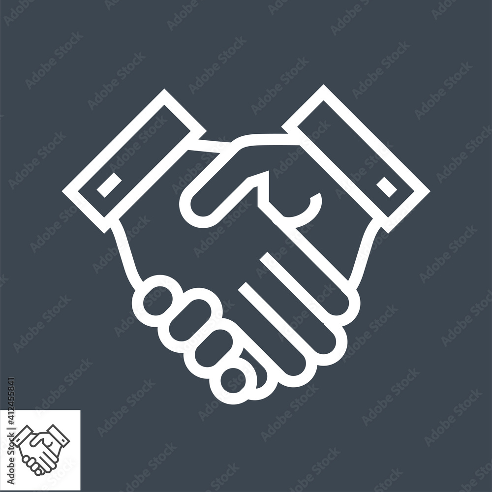 Handshake Related Vector Line Icon. Isolated on Black Background. Editable Stroke. Handshake Related Vector Line Icon. Isolated on Black Background. Editable Stroke.