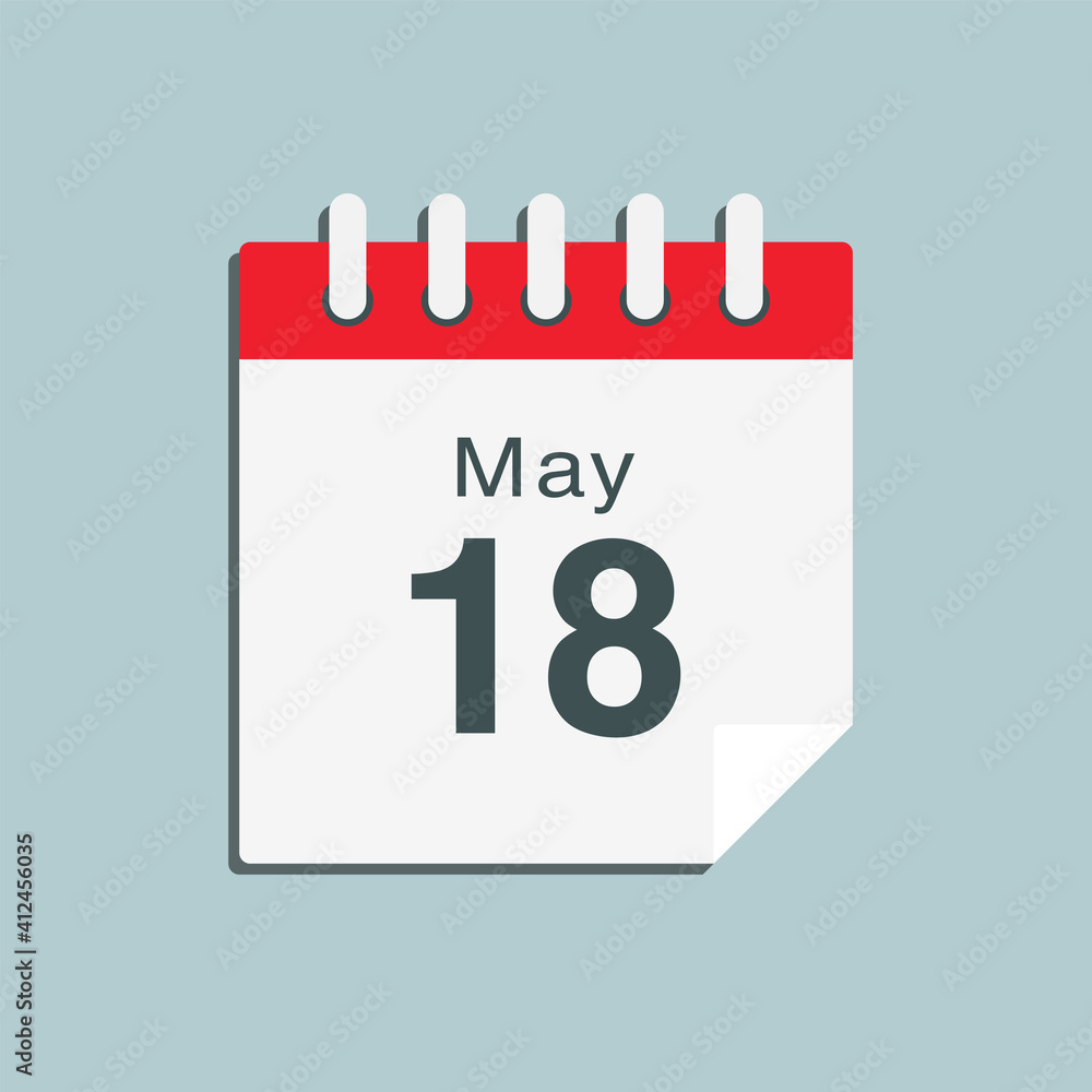 Icon day date 18 May, template calendar page Icon day date 18 May, template calendar page
