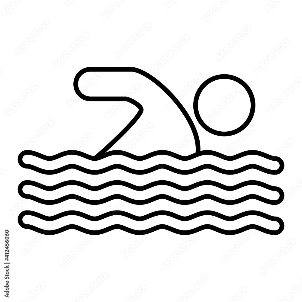 Vector Swimmer Outline Icon Design Vector Swimmer Outline Icon Design