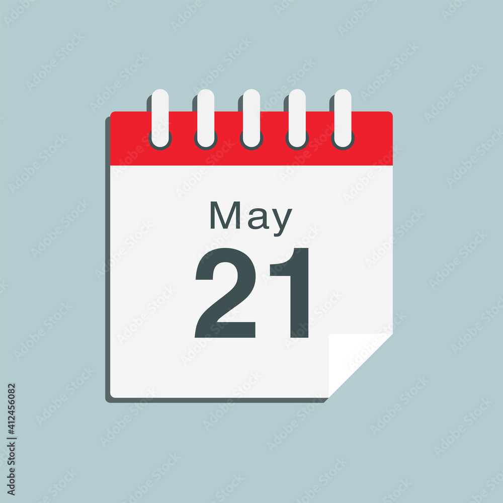 Icon day date 21 May, template calendar page Icon day date 21 May, template calendar page