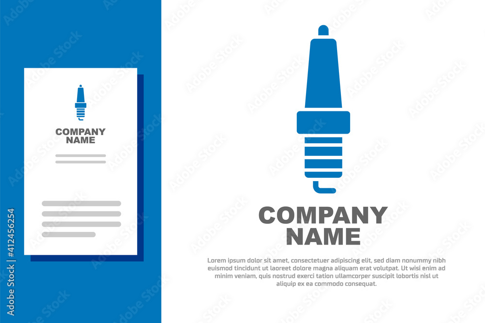 Fototapeta premium Blue Car spark plug icon isolated on white background. Car electric candle. Logo design template element. Vector.