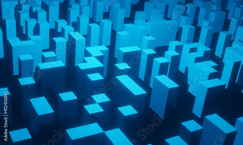 3D rendered abstract blue geometric background