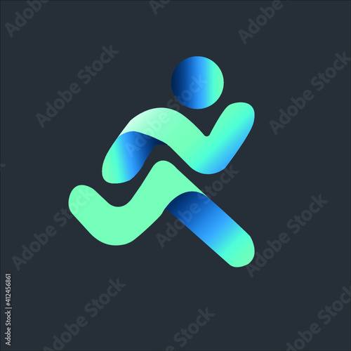 Running Sport Fitness Logo design vector ribbon geometric pattern