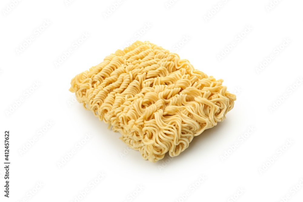 Uncooked instant noodles isolated on white background Uncooked instant noodles isolated on white background