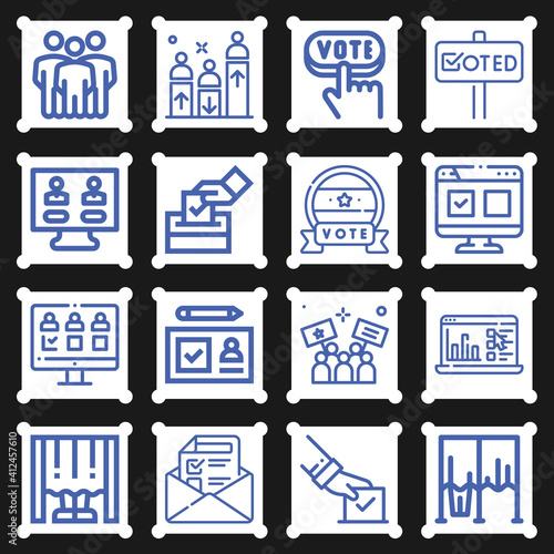 16 pack of voters  lineal web icons set