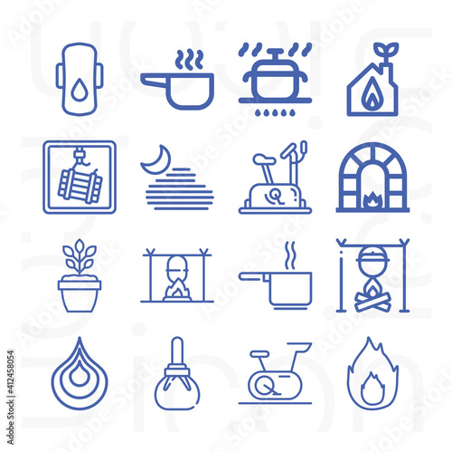 16 pack of boiler  lineal web icons set