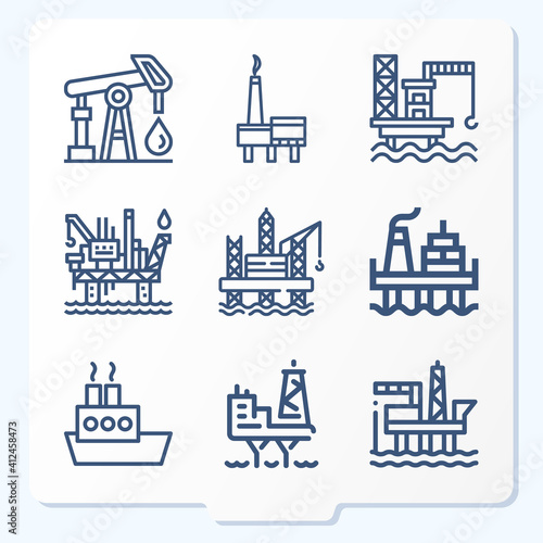 Simple set of 9 icons related to horizontal surface