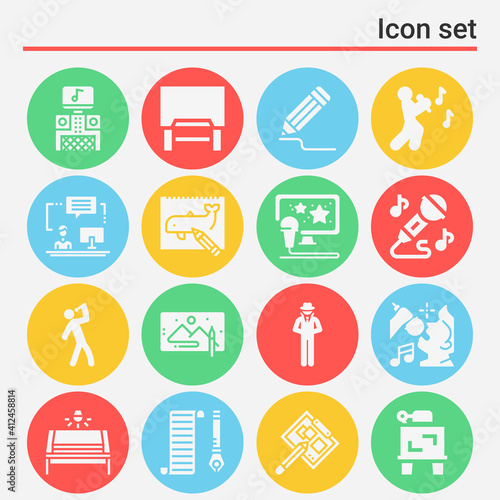 16 pack of lessons  filled web icons set