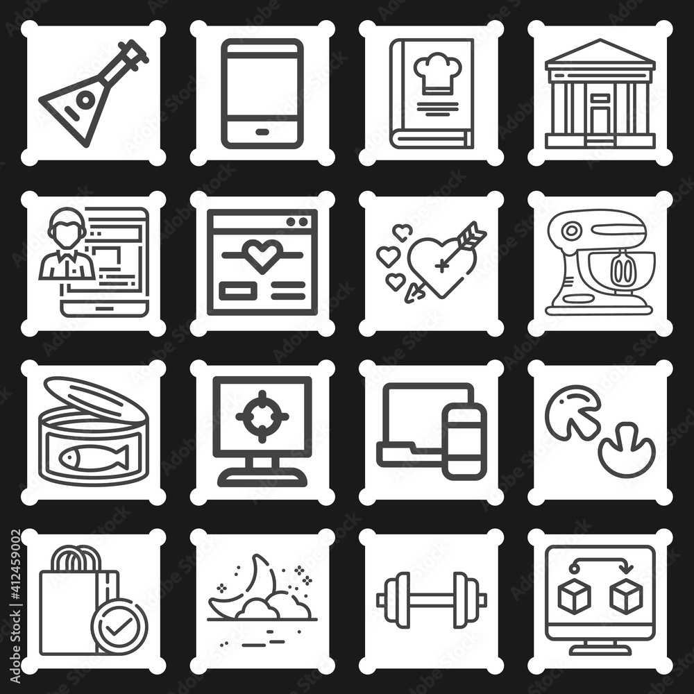 16 pack of display lineal web icons set 16 pack of display lineal web icons set