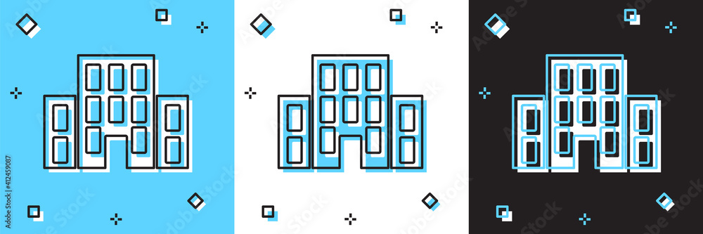 Set House icon isolated on blue and white, black background. Home symbol. Vector.