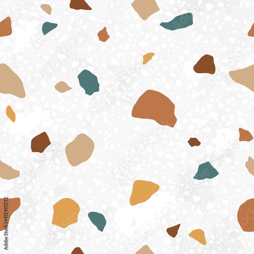 Italian terrazzo seamless pattern. Trendy endless texture design with repeata...