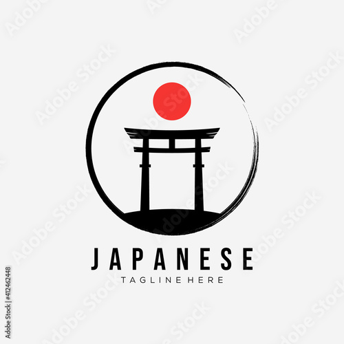 torii japanese zen logo vector illustration design