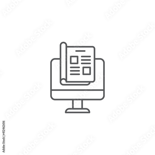 Online magazine icon, color, line, outline vector sign, linear style pictogram isolated on white. Symbol, logo illustration