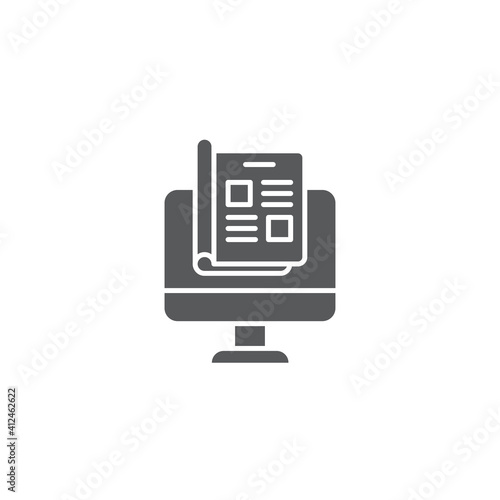 Online magazine icon, color, line, outline vector sign, linear style pictogram isolated on white. Symbol, logo illustration