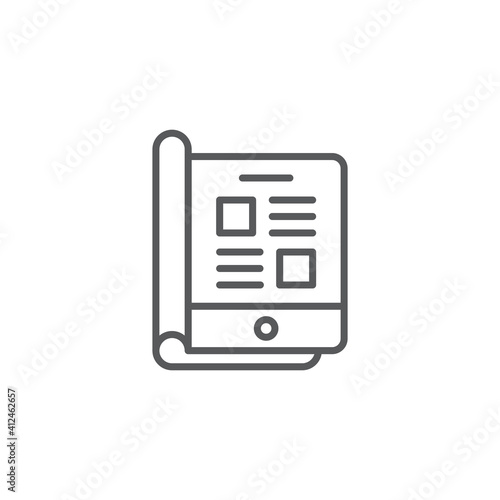 Online magazine icon, color, line, outline vector sign, linear style pictogram isolated on white. Symbol, logo illustration