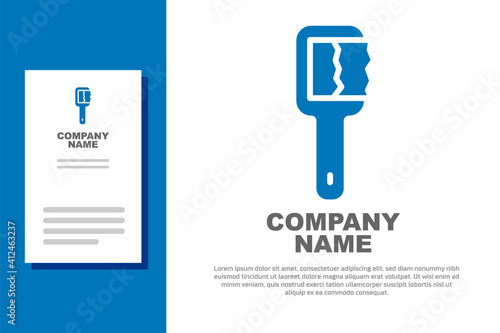 Blue Sauna brush icon isolated on white background. Wooden brush with coarse bristles for washing in the bath. Anti cellulite massage. Logo design template element. Vector.