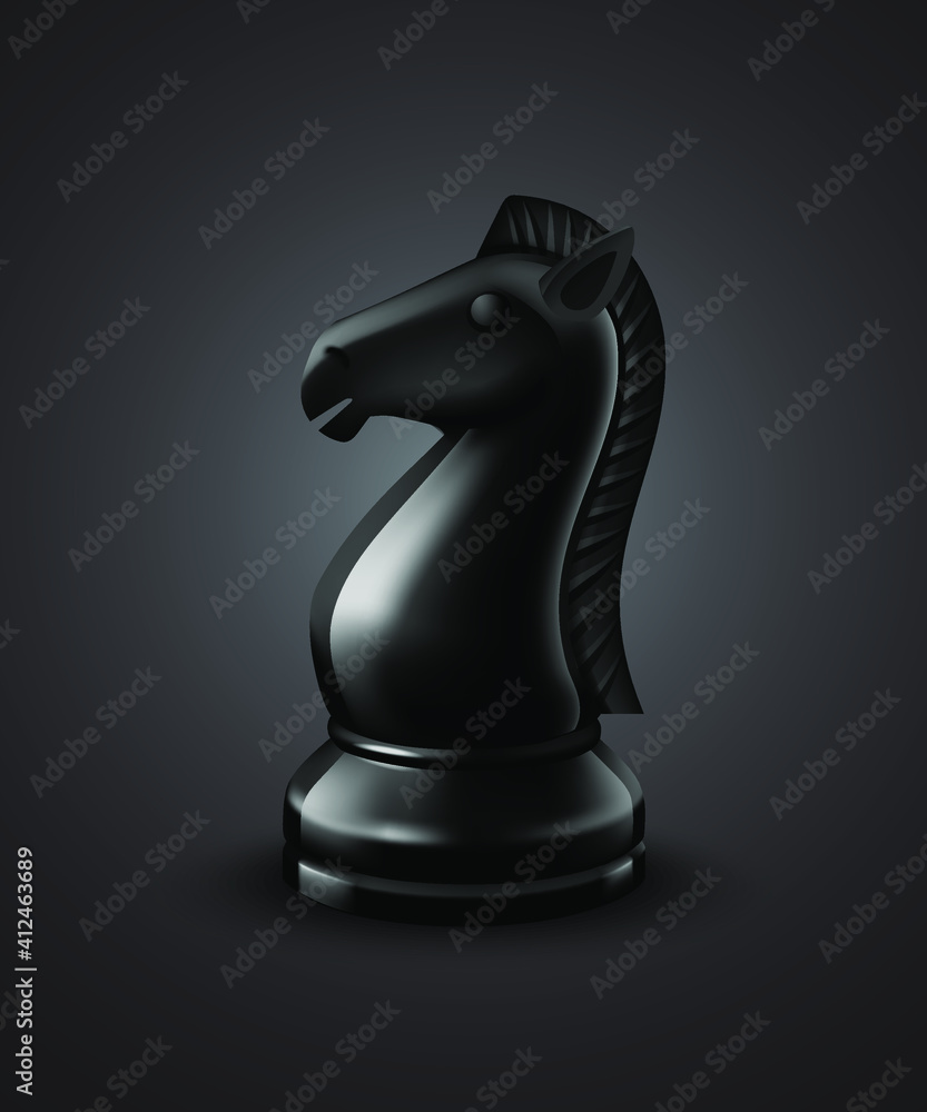 Chess horse with black background trendy 3d render illustration. Chess horse with black background trendy 3d render illustration.