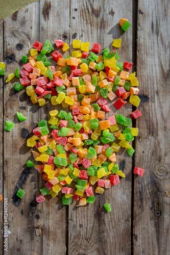 multi-colored candied fruit. healthy sweets
