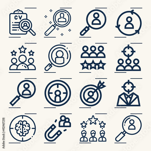 Simple set of mental attitude related lineal icons.