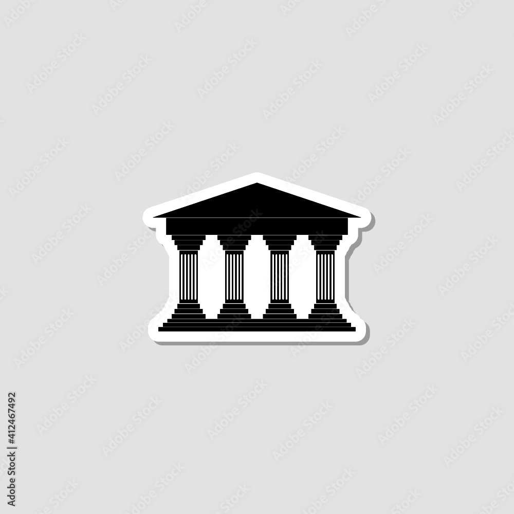 Museum building icon sticker isolated on white background
