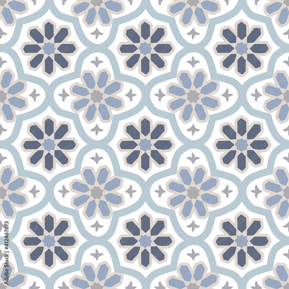 Hand drawn stars shaped Moroccan seamless pattern for Ramadan Kareem greeting cards, islamic backgrounds, fabric, web banners. Blue Portuguese azulejos tile design. Decorative vector illustrations Hand drawn stars shaped Moroccan seamless pattern for Ramadan Kareem greeting cards, islamic backgrounds, fabric, web banners. Blue Portuguese azulejos tile design. Decorative vector illustrations