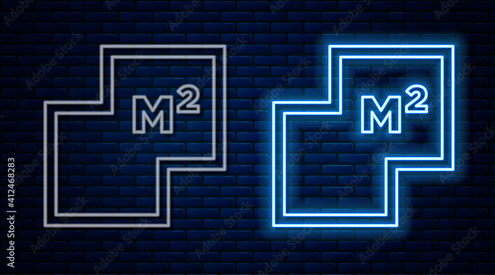 Glowing neon line House plan icon isolated on brick wall background. Vector. Glowing neon line House plan icon isolated on brick wall background. Vector.