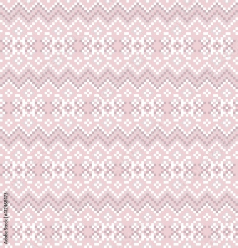 Pink Christmas Fair Isle Seamless Pattern Background
