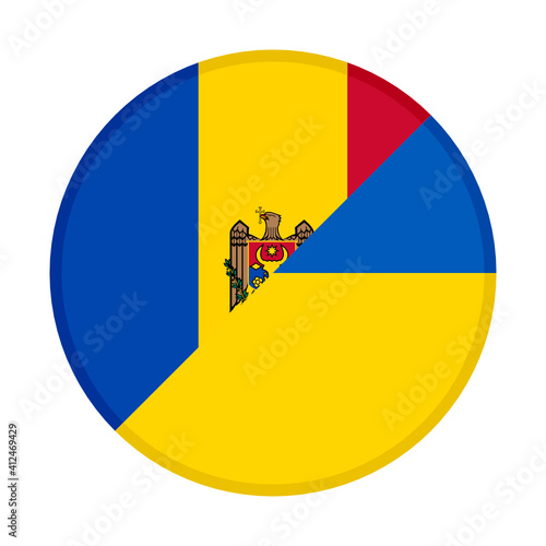 round icon with united moldova and ukraine flags	