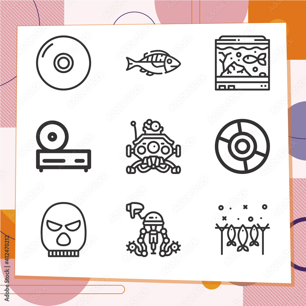 Simple set of 9 icons related to fool