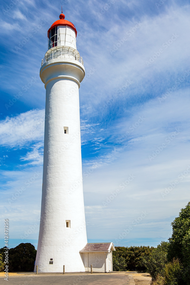 Magnificent snow-white lighthouse