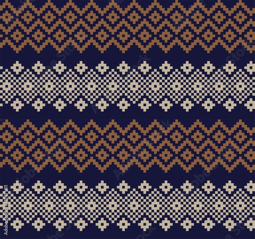 Brown Christmas Fair Isle Seamless Pattern Background