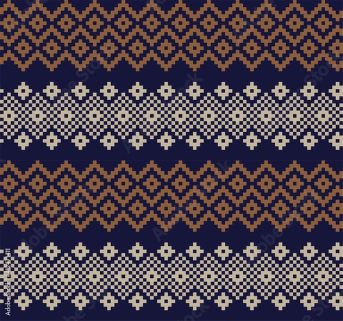 Brown Christmas Fair Isle Seamless Pattern Background