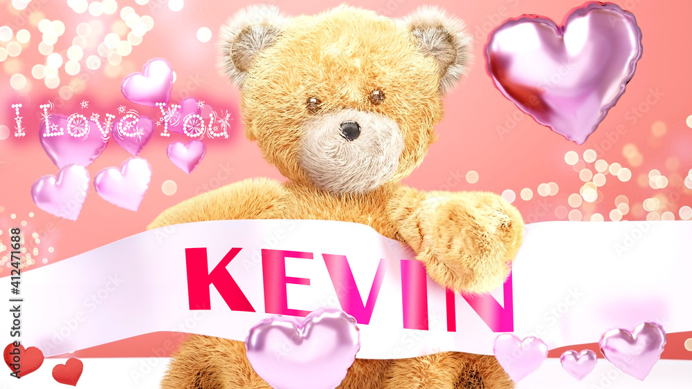 I love you Kevin cute and sweet teddy bear on a wedding