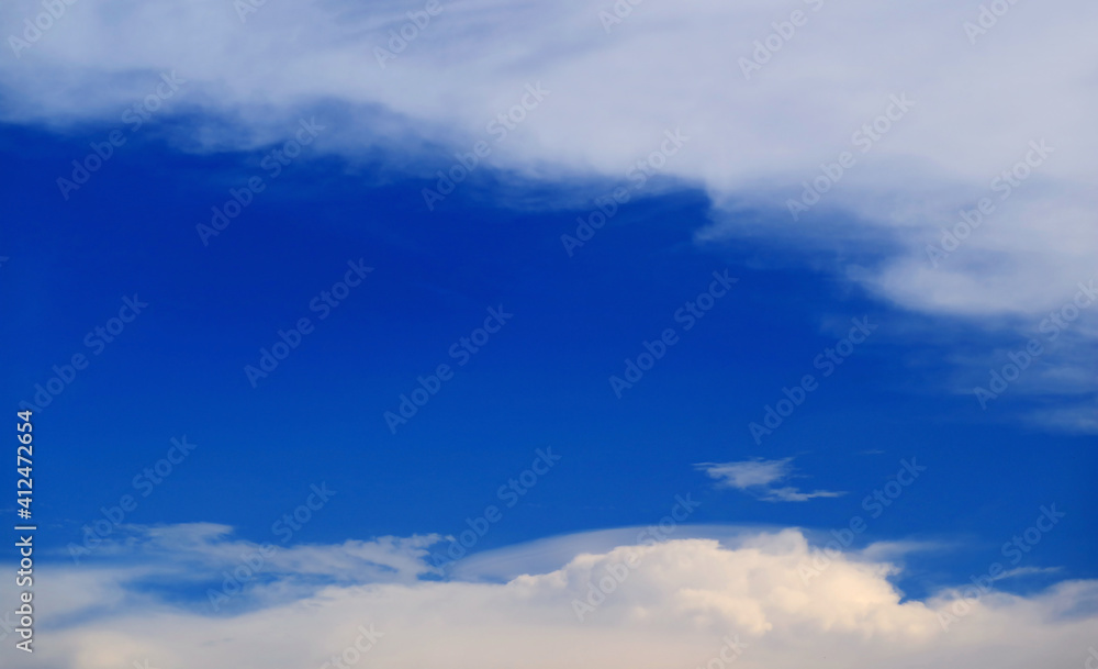 Vivid Blue Sky between the Pure White Clouds