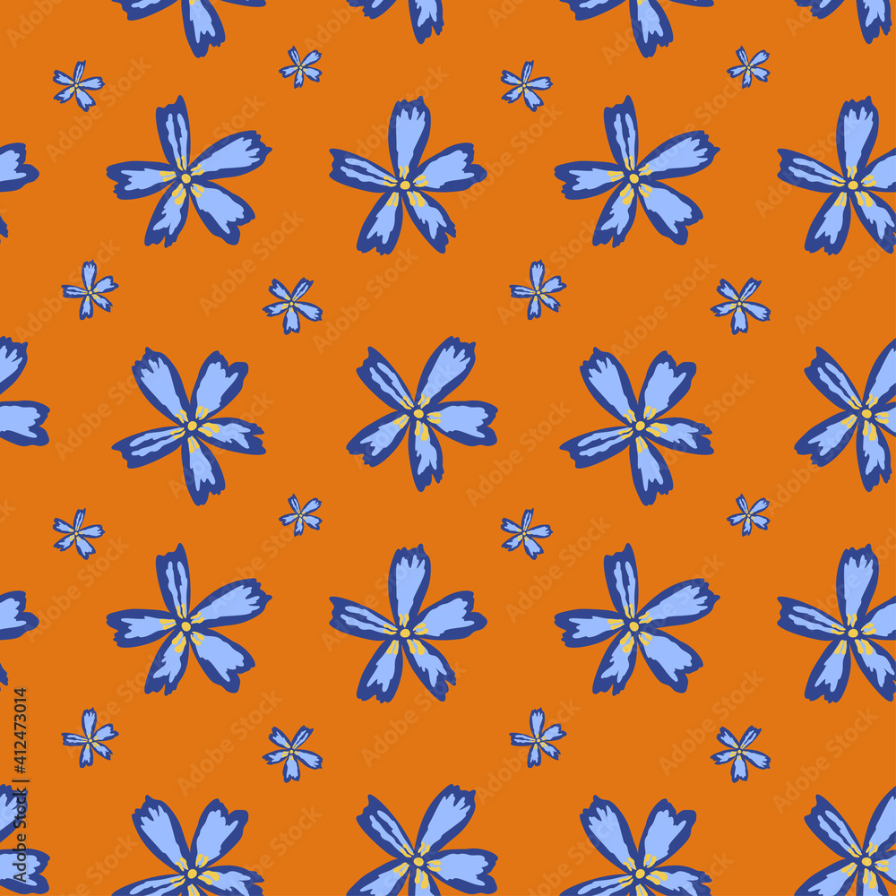 Cute floral seamless pattern with mustard bakground Cute floral seamless pattern with mustard bakground