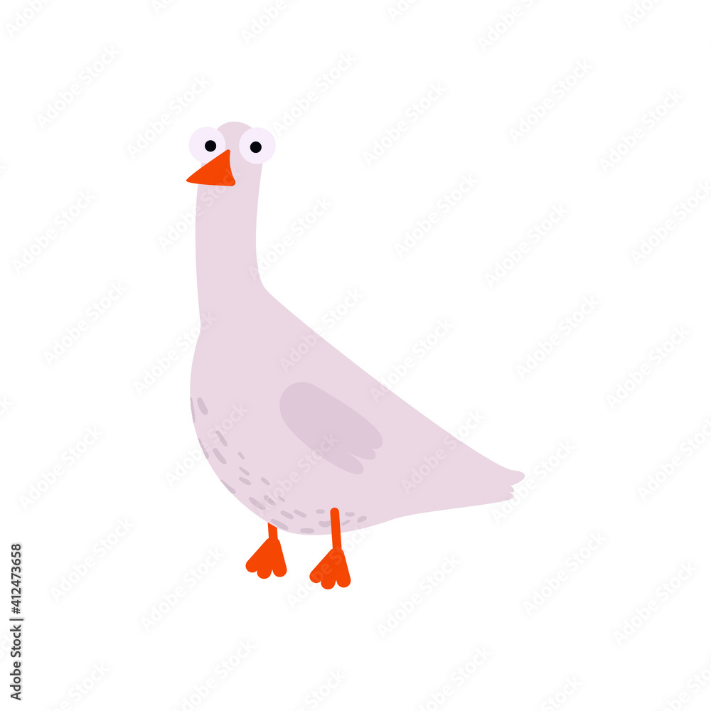 Obraz premium flat vector, goose on white background