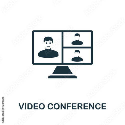 Video Conference icon. Simple element from new normality collection. Filled monochrome Video Conference icon for templates, infographics and banners