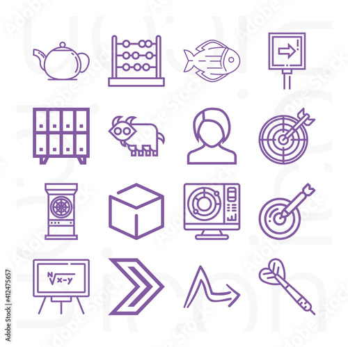 16 pack of analytical lineal web icons set