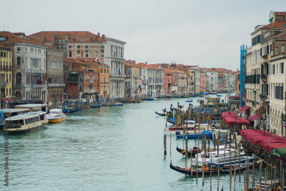 Canal in venice with gondolas