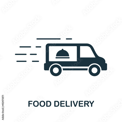 Food Delivery icon. Simple element from new normality collection. Filled monochrome Food Delivery icon for templates, infographics and banners