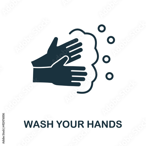 Wash Your Hands icon. Simple element from new normality collection. Filled monochrome Wash Your Hands icon for templates, infographics and banners