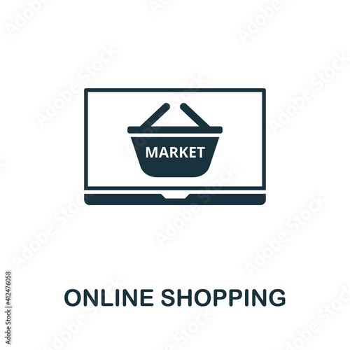 Online Shopping icon. Simple element from new normality collection. Filled monochrome Online Shopping icon for templates, infographics and banners